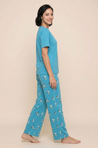Zivame Peanuts Knit Cotton Loungewear Set - Bachelor Button — thumbnail 3